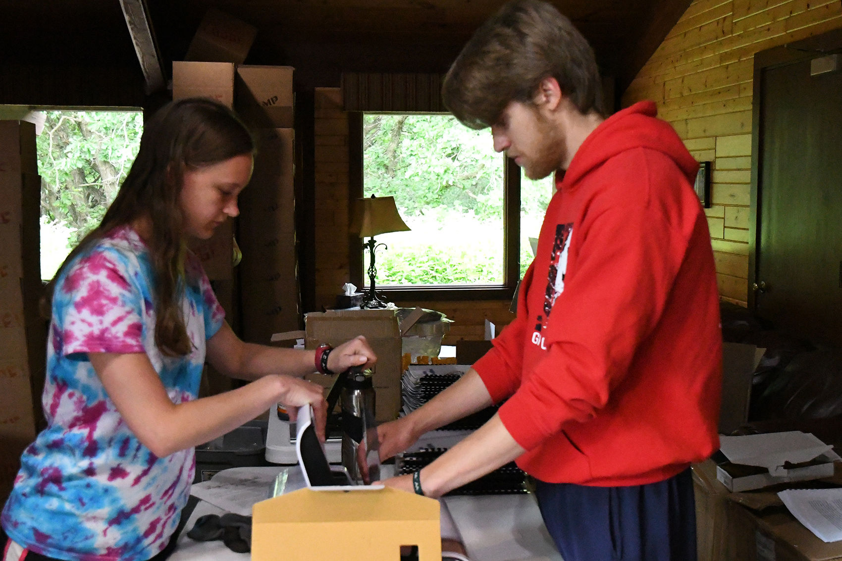 Inspiration Hills staffers make boxes